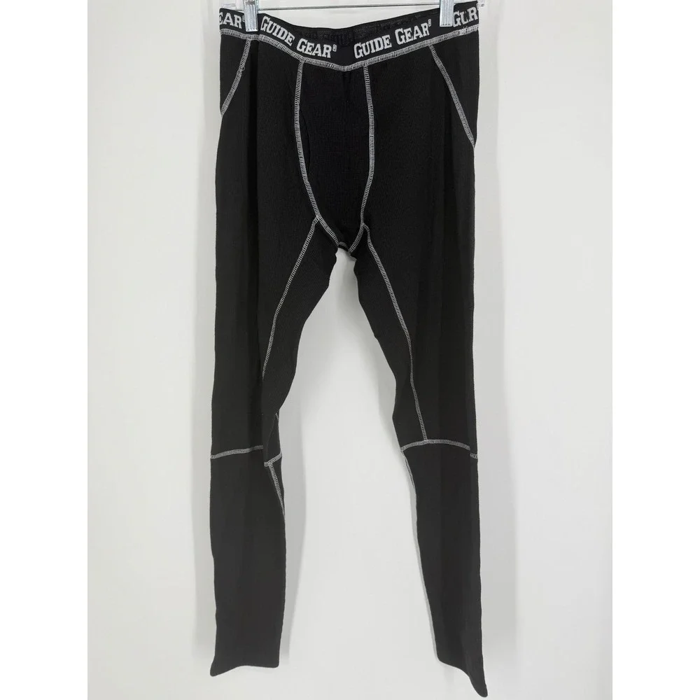 Guide Gear Mens Thermal Leggings Medium Black Base Layer Waffle Knit Outdoor